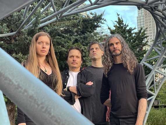 New York experimental metal band Titan to Tachyons, featuring composer Sally Gates, who has been described by musician John Zorn as "a powerful young guitarist with a striking compositional vision." They play this Sunday, Oct. 5 at Gallery5 with locals Dumb Waiter and Bermuda Triangles.