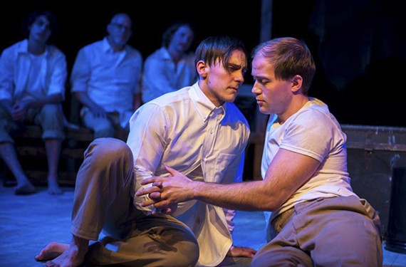 Actor Adam Turck stars as Jesus, or gay savior Joshua, and actor Chandler Hubbard is his lover, Judas Iscariot, in a play that our critic describes as “Godspell” for agnostics.