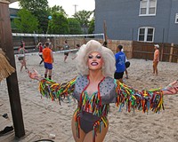 Drag performer and comedienne Chicki Parm, aka Chase Keech, poses by the back sand lot of Babe’s of Carytown, winner of Best Gay Bar and Best Club for Dancing.