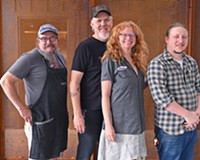 Known for their successful ZZQ Texas Craft Barbecue, the veteran team behind Eazzy Burger includes (from left) Russell Cook, Chris Fultz, Alex Graf and Dale Richardson.