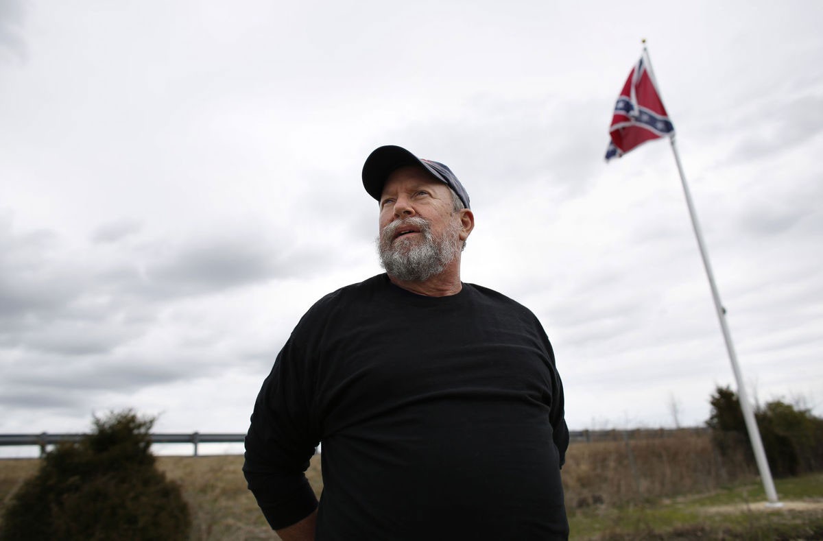 The Confederate flag sits on land leased from Stephen Etzell's wife and brother-in-law by The Virginia Flaggers. - STEPHEN M. KATZ