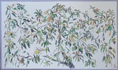 Samuel Bjorklund, "Avocado Tree (Yellow Harmony)", 2021, oil on canvas, 36 x 60 inches - Uploaded by reynoldsgallery