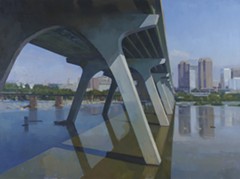 Highway Bridge and Skyline, Richmond, VA, 2022, oil on canvas, 36 x 48 - Uploaded by KathrynHC