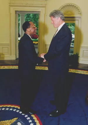 Clinton meets Haitian President Aristide in the Oval Office, Oct. 1994