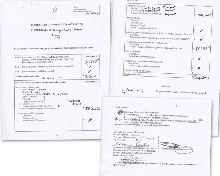 Eight months after she died, Peter Kelly filed - this inventory of Mary Thibeault’s estate - with the court.