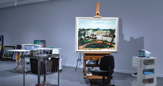 Fine Art Paintings Conservator Elizabeth Jablonski set up a temporary studio in the gallery.