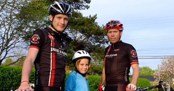 Jared Dempsey (left) and Java Blend - Racing team founder John Newgard, - making tracks with Katie Holm - CHRIS DONAHOE