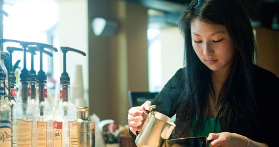 Mid Point Cafe's Evangeline Sing pours a buzz-free hot drink