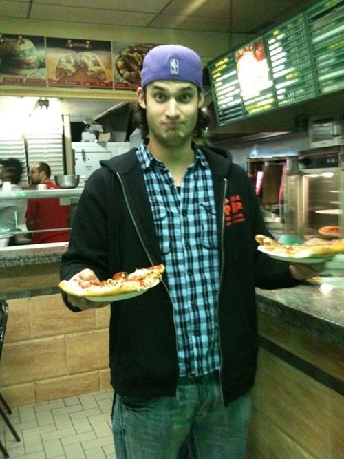 my brother stepped out of 94 with PIZZA!