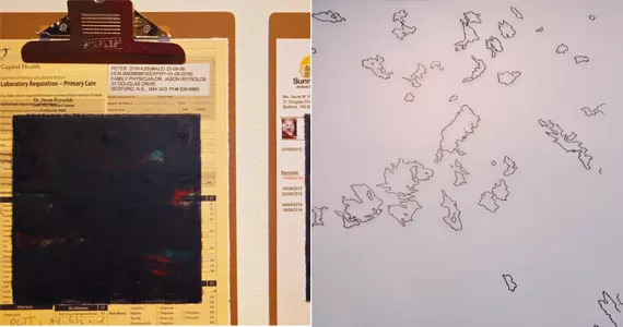 Peter Dykhuis, “Home Front #3” (detail) and Angela Glanzmann, still from Bodies & Bodies & Bodies. - COURTESY OF THE ARTISTS