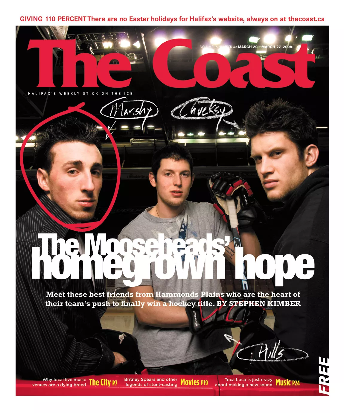 The Coast cover that introduced Brad Marchand to a wide Halifax audience. The Boston Bruins Stanley Cup hero is circled at left.