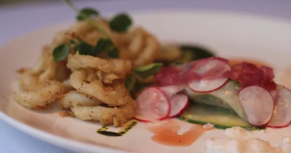 The sublime calamari, with its airy and crisp breading, is a Seasons highlight. - MELISSA BUOTE