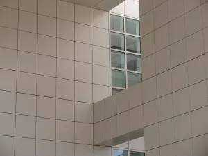 The thirty inch square in a wall and window of the Getty The thirty inch square in a wall and window of the Getty