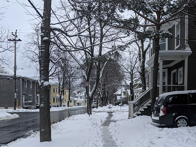 An unclear sidewalk on Pepperell Street. - THE COAST