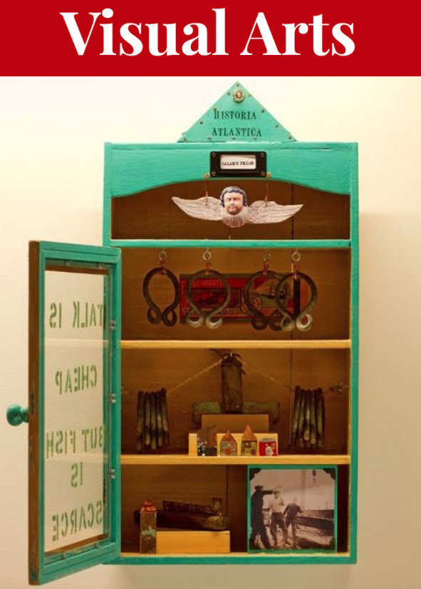 Su Rogers' vintage medicine cabinets act as micro-museums in her show Historia Atlantica. - SU ROGERS ARTWORK