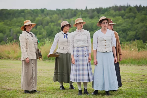 Burgandy Code, Riel Reddick Stevens, Jamie Konchak, Victoria Houser and Stephanie MacDonald in last summer's Nothing Less!, from Two Planks and a Passion. - CLAIRE MILTON