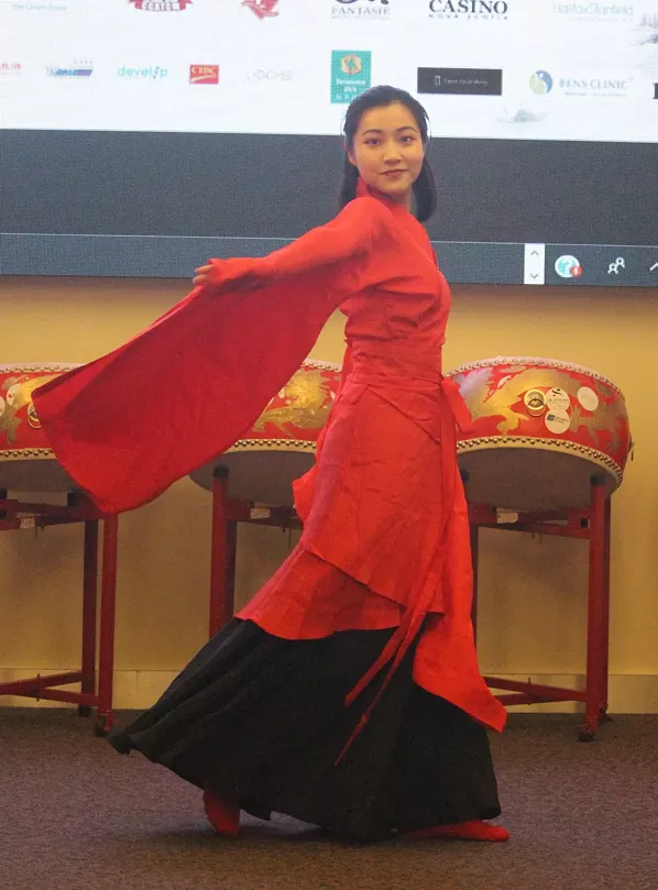 Yilu Zheng, of the Chinese Culture and Art Club of Nova Scotia, performs the classical Chinese dance "The Nation of Greatness and Courtesy." - JAMES LATTER