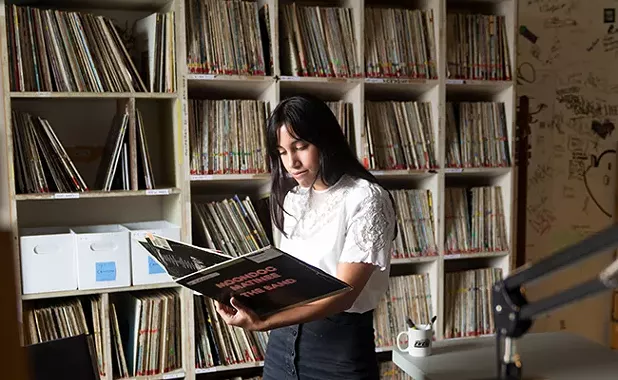 Looking through CKDU's extensive record collection. - IAN SELIG