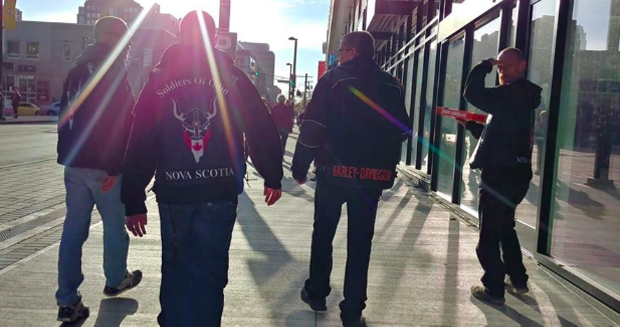 Members of the now-defunct Soldiers of Odin NS on “patrol.” - VIA FACEBOOK