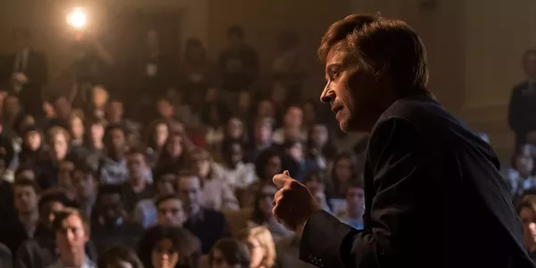 Jackman, passionate in front of—and away from—the microphone in The Front Runner.