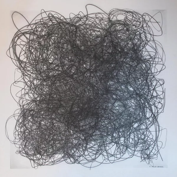 Perma-Hand Silk, unliked and rejected suture threads, Xerox copied and/or enlarged and transferred. - ARTIST