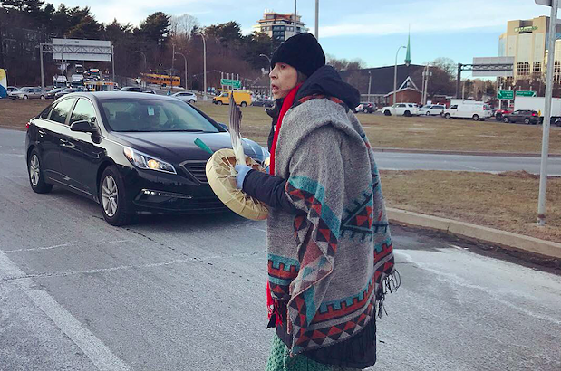 Marching in solidarity with Wet’suwet’en at the Armdale Rotary earlier this week. - VIA SADIE BEATON