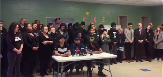 Kate Macdonald, Marcus James and Trayvone Clayton at the press conference at the George Dixon Community Centre. - THE OBJECTIVE NEWS AGENCY VIA TWITTER @THEOBJECTIVENS