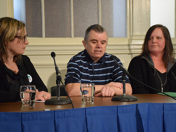 Leblanc, MacLean and Lee speaking at the No More Warehousing: Holding Premier McNeil to His Promises press conference. - SANDRA C. HANNEBOHM