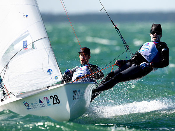 Jacob Saunders (left) and Oliver Bone compete for their spot at the Olympics in Spain in April. - WORLD SAILING