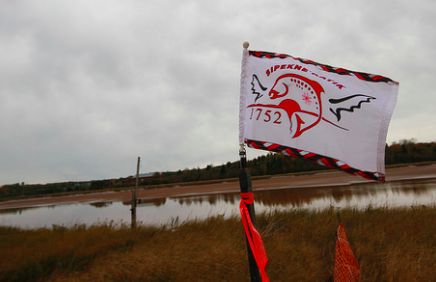 The Sipekne'katik flag waved at the proposed brine storage site when regulatory approvals for Alton Gas were announced in 2016. - VIA THE COUNCIL OF CANADIANS