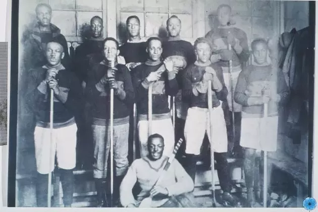 A 1921 photograph of Coloured Hockey League team The Africville Sea-Sides—a rare piece of history of the longstanding legacy of Black hockey players in Canada. - ARCHIVAL PHOTO VIA NOVAMUSE.CA