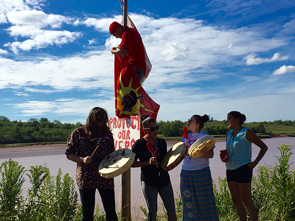 Treaty assertion on the Sipekne’katik River by Shubenacadie River water protectors, protesting Alton Gas. - SUBMITTED