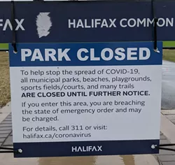 Sign posted in the Halifax Common after April 10 - CAORA MCKENNA