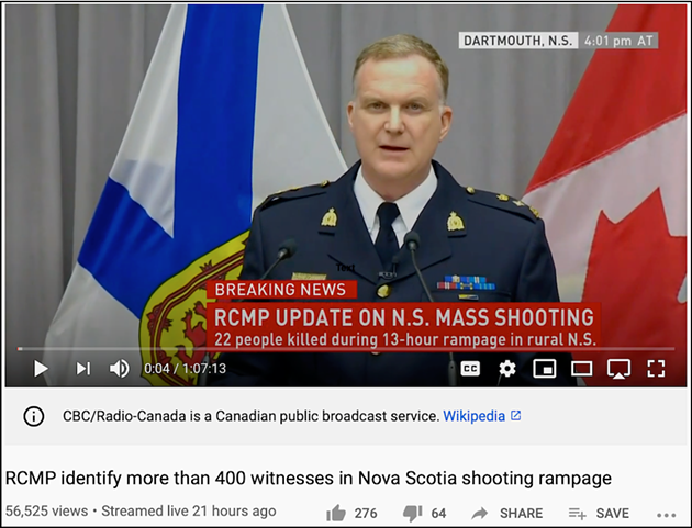 RCMP superintendent Darren Campbell on the CBC webcast of Tuesday's press conference. - VIA YOUTUBE