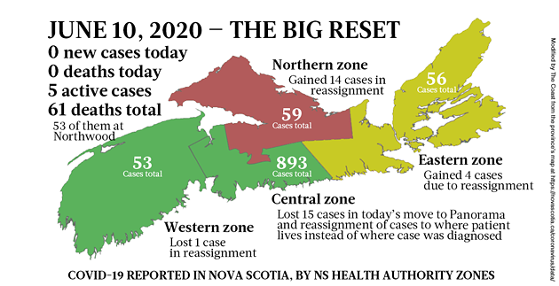 Map of COVID-19 cases in Nova Scotia as of June 10, 2020. - THE COAST