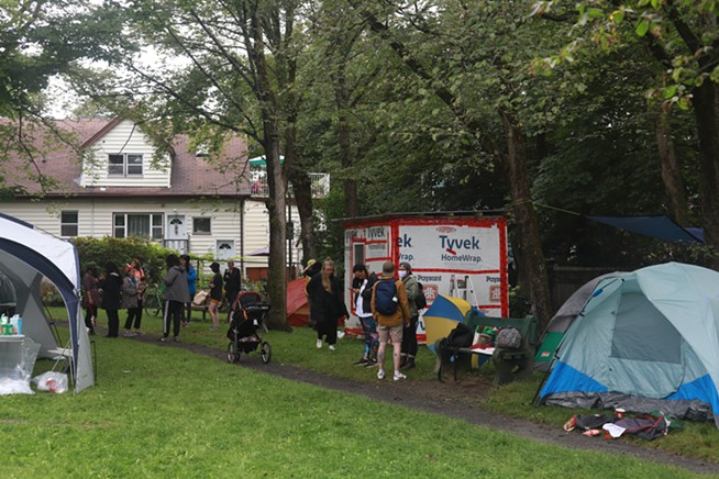 On Thursday morning, Meagher Park was one of the few remaining locations with a crisis shelter. - THE COAST