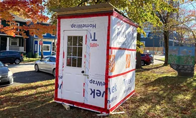 Halifax Mutual Aid volunteers built this crisis shelter at Cogswell Park in less than two hours. The big housing motion voted at Tuesday’s council meeting stems from 2018. - THE COAST