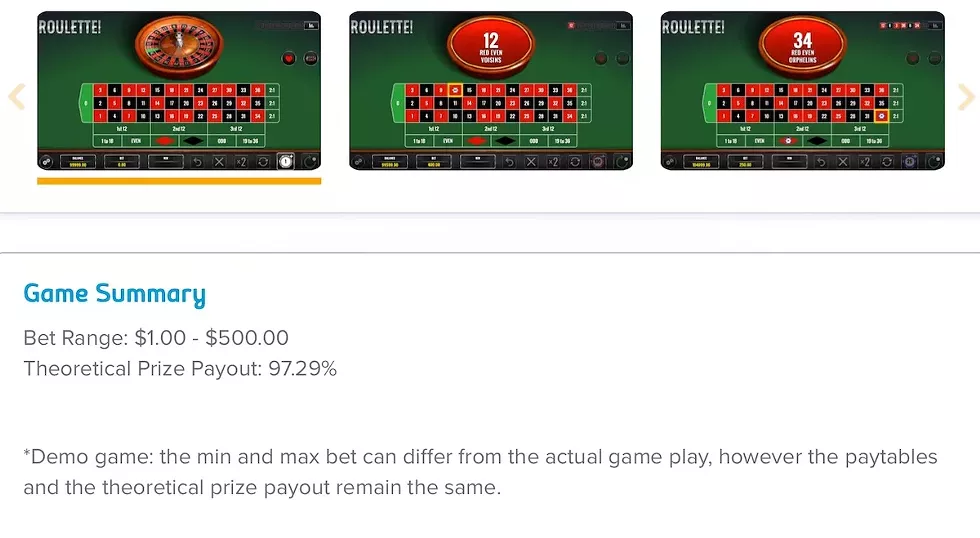At ALC’s New Brunswick casino website, the maximum bet is $500 a turn for Roulette. For comparison’s sake, a maximum bet on a Nova Scotia VLT is $2.50 a spin. - SCREENSHOT