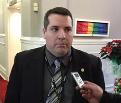 Halifax Transit director Eddie Robar speaks with reporters at City Hall on his way out the door. Robar is leaving Halifax to run Edmonton’s transit authority. - THE COAST
