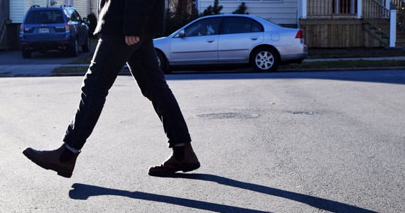 A jaywalking pedestrian hits the streets in Halifax. - EMMA JONES