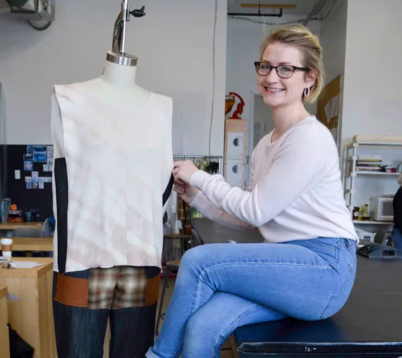 Leanne Hansen, the designer behind Tatamagouche Pines, in NSCAD’s Fountain Campus fashion studios. - MARILYN SMULDERS