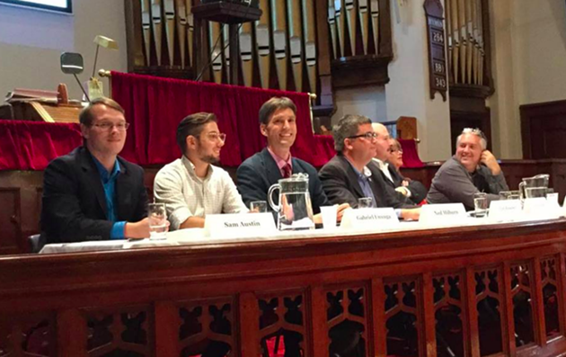 From l-r: Sam Austin, Gabriel Enxuga, Ned Milburn, Tim Rissesco, Derek Vallis, Kate Watson and Warren Wesson. - CHRIS MUISE