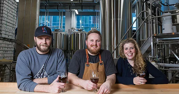 Mark Huizink, Jeremy Taylor and Kelly Huizink are pumped to bring you 2 Crows Brewing. - RACHEL MCGRATH