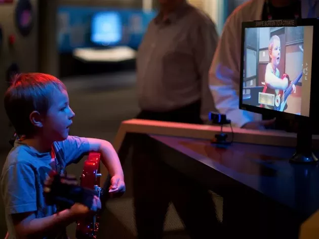 This kid doesn't even realize he's learning something! Science (of Rock N' Roll) for the win. - SUPPLIED BY DISCOVERY CENTRE