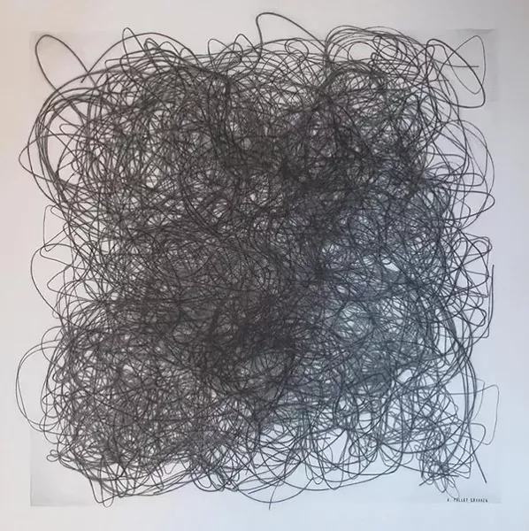 Perma-Hand Silk, unliked and rejected suture threads, Xerox copied and/or enlarged and transferred. - ARTIST