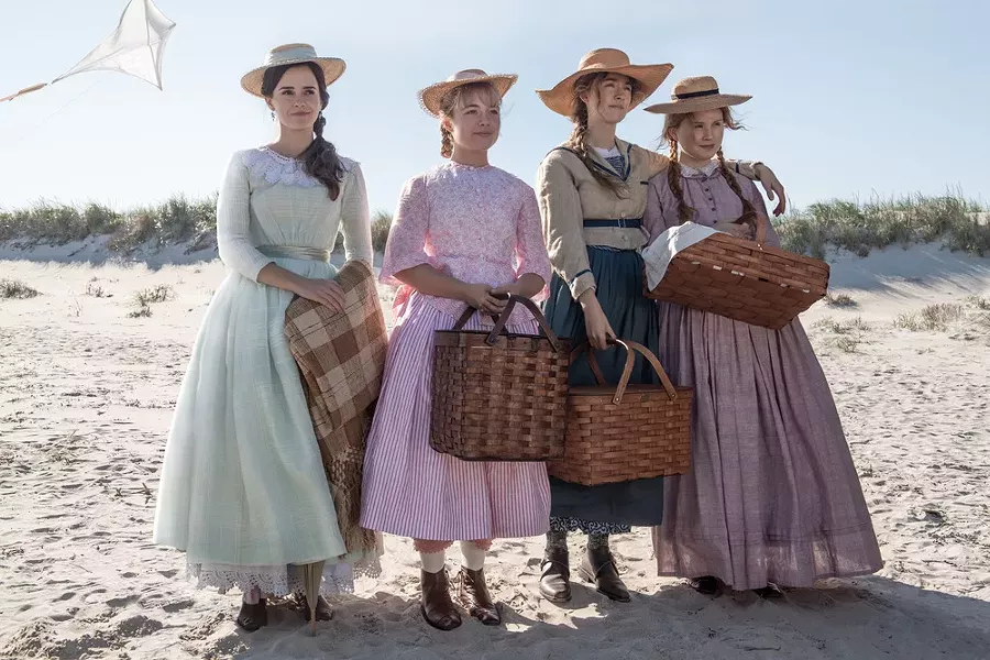 The all-star sisterhood in Little Women (from left, Emma Watson, Florence Pugh, Saoirse Ronan and Eliza Scanlen) play and perform within Gerwig's rich world with equal parts realism and whimsy. - IMBD.COM SCREENSHOT