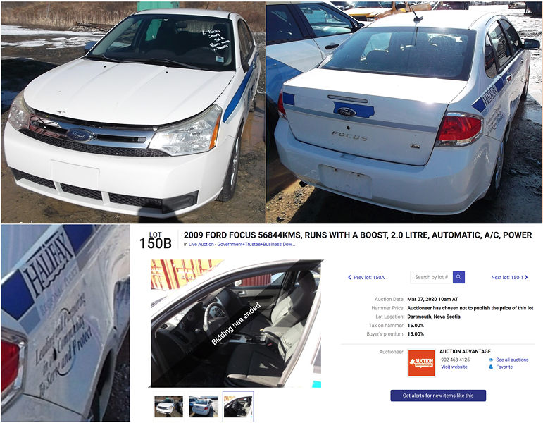 An HRP car up for auction, with decals partly removed, in March 2020. - AUCTION ADVANTAGE
