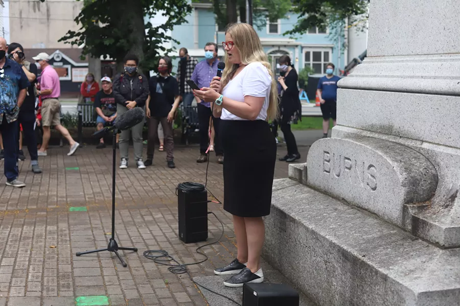 Martha Paynter of Women's Wellness Within organized a rally to demand action from the federal and provincial governments. - VICTORIA WALTON