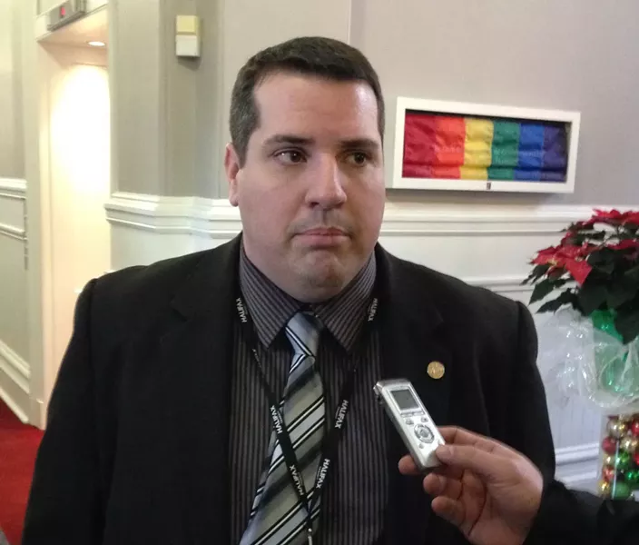 Halifax Transit director Eddie Robar speaks with reporters at City Hall on his way out the door. Robar is leaving Halifax to run Edmonton’s transit authority. - THE COAST