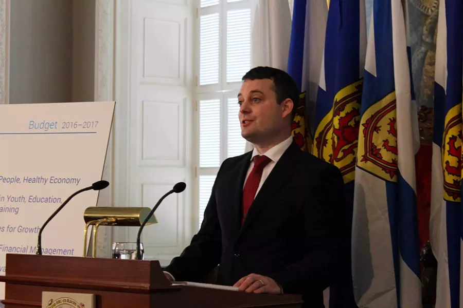 Randy Delorey delivers the Provincial Budget speech at Province House. - ASHLEY CORBETT